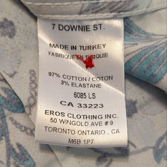 London 7 Downie St.Couture Button-Down Shirt Men’s Size Large Made in Turkey B28 - Picture 8 of 11